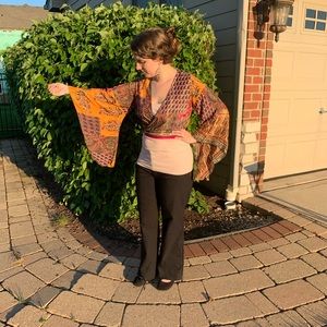 Sari Silk Wrap Top, NWT, One Size Fits Most S-L, Handmade in India